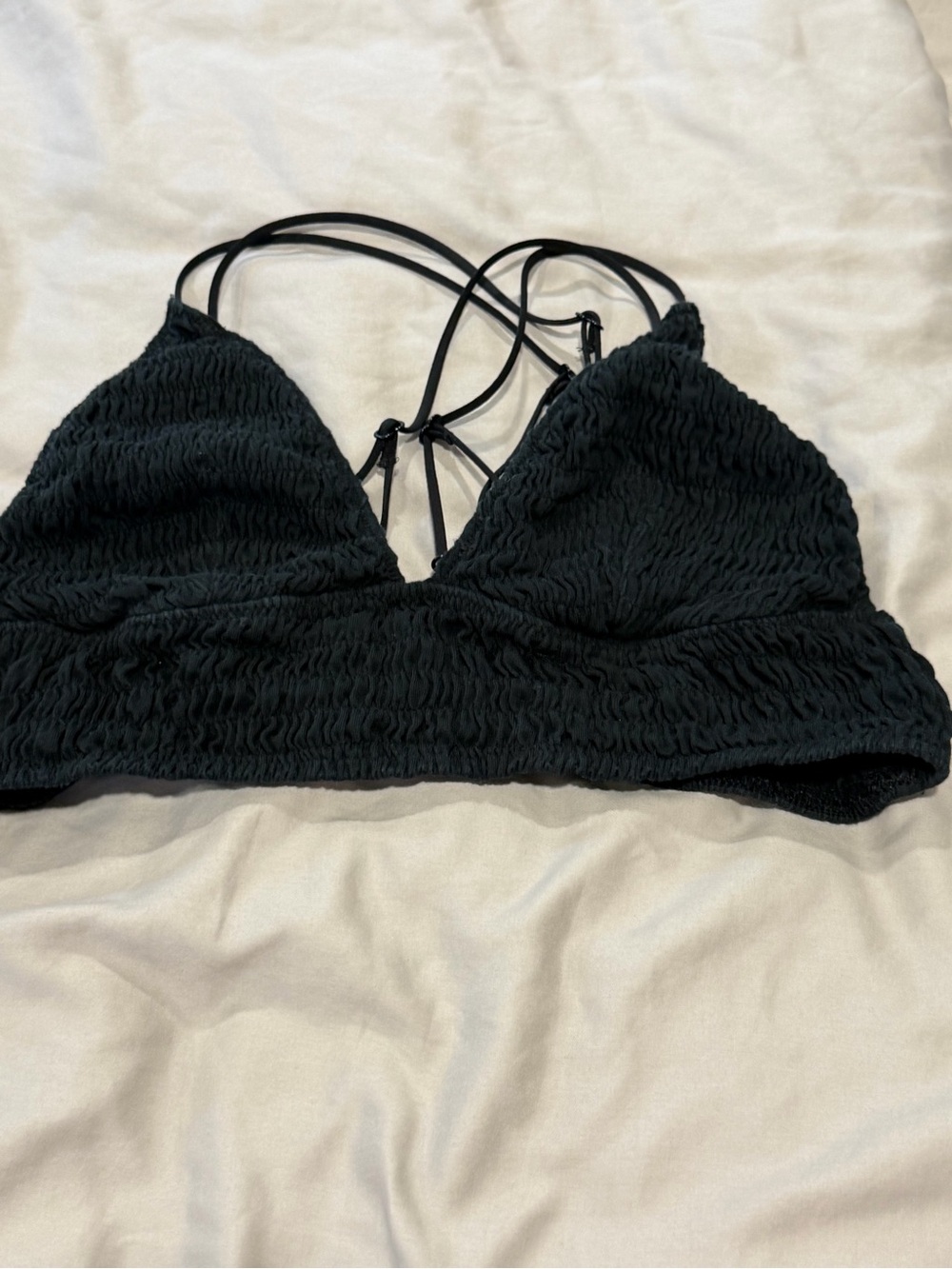 Victoria's Secret Black Smocked Strappy Bralette